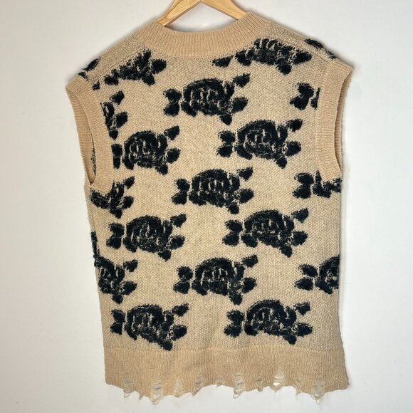 Anthropologie Distressed Boho Neutral Wool Blend Sweater Vest Size Small n47 - Picture 13 of 16